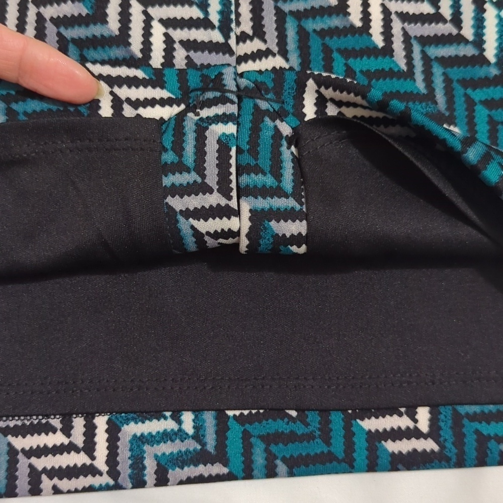 White House Black Market CS ZZ Print Sheath Dress, Black/White/Teal Size 4 - Picture 13 of 16